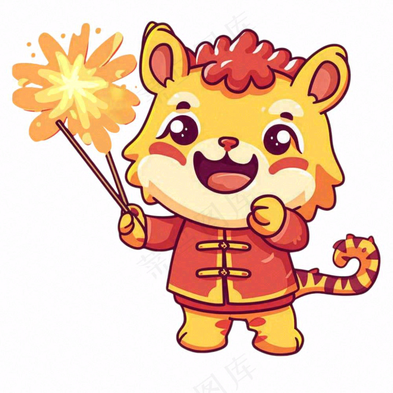 新年吉祥物龙年十二生肖动物卡通插画免抠(1024x1024)