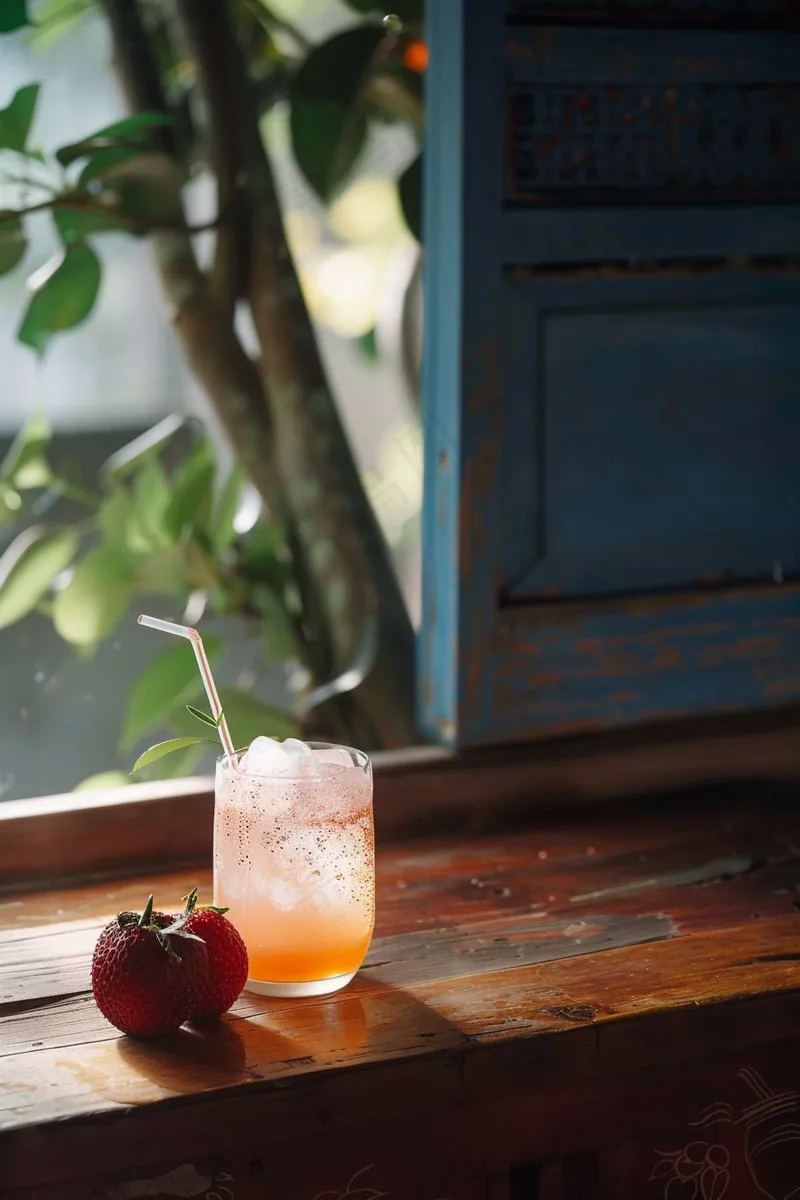 冰镇草莓汽水气泡酒饮料摄影图(2688x4032)