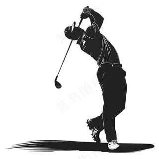 免扣高尔夫人物剪影