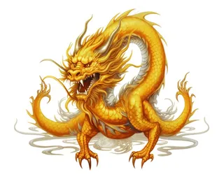 龙金色的龙卡通插画免抠