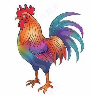 大公鸡彩色卡通插画免抠