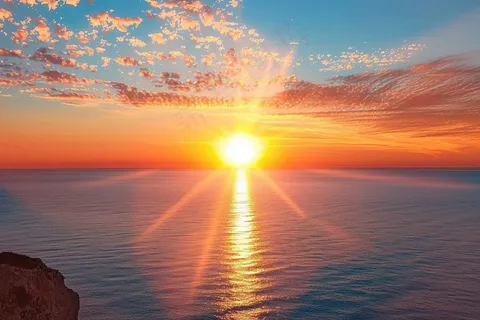 清晨日出朝霞云层山川摄影图