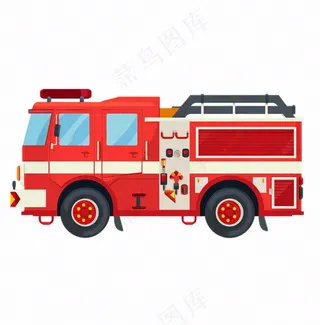 消防车大车灭火卡通插画免抠