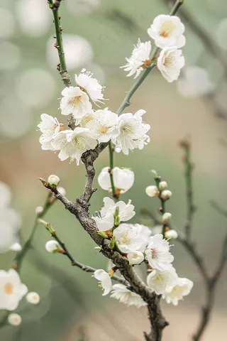 春天白梅梅花鲜花摄影图