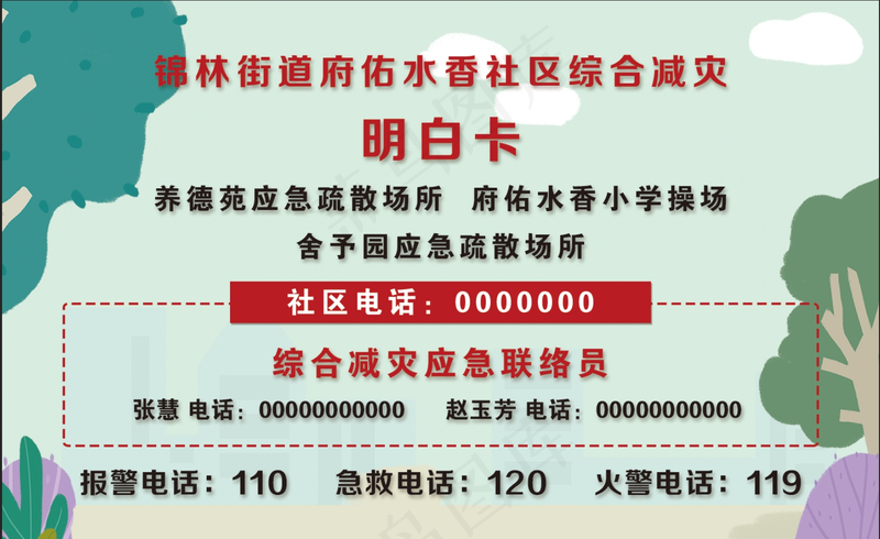 防震减灾宣传卡片psd模版下载