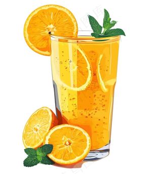 橙汁冰镇饮料水果茶卡通插画插图免抠