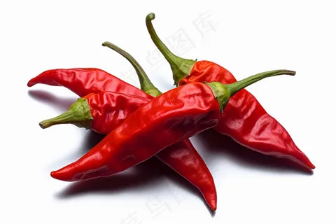 红色干辣椒干货白色背景 摄影图
