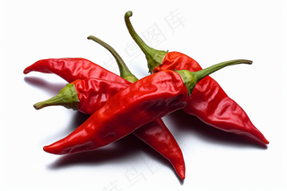 红色干辣椒干货白色背景 摄影图
