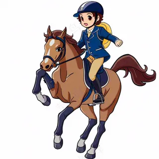 骑马马术人物卡通插画免抠