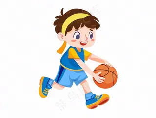 打篮球男孩运动员卡通插画免抠