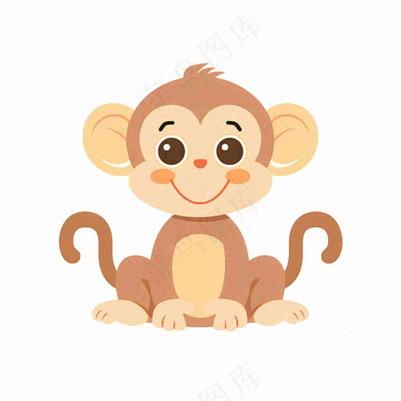 猴子可爱动物卡通插画免抠