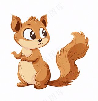 松鼠卡其棕色动物卡通插画免抠