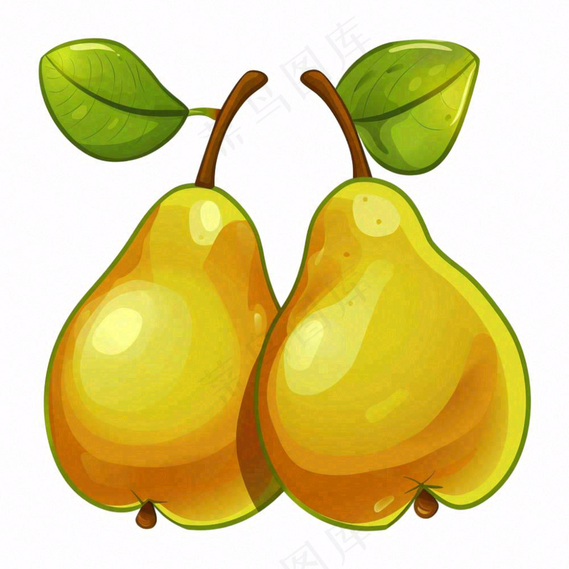 梨啤梨水果卡通插画免抠