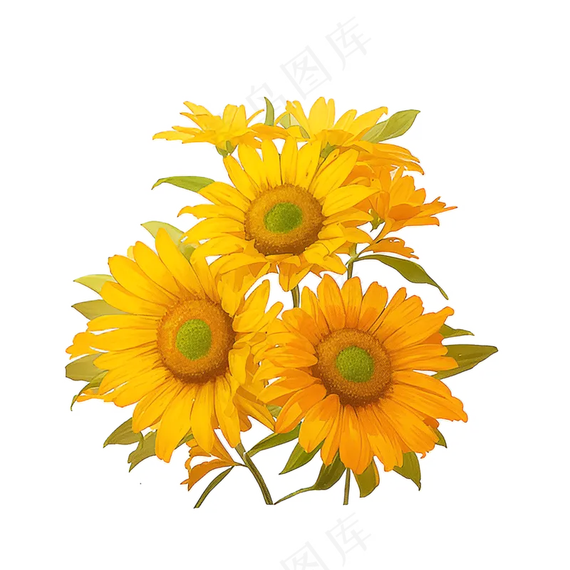 黄色向日葵花朵免抠素材43
