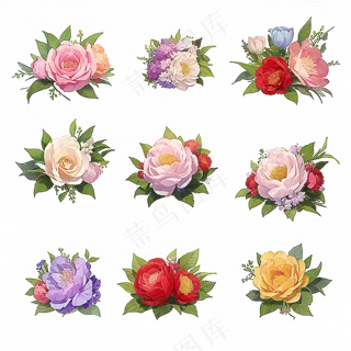 红色黄色粉色玫瑰花免抠素材211