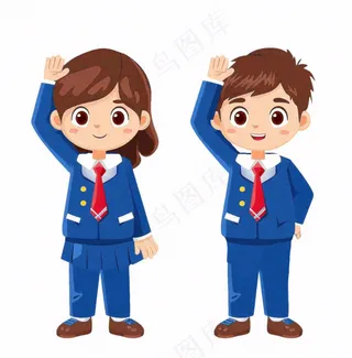 学生校服青少年卡通人物插画免抠