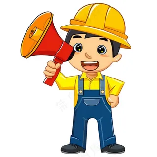 劳动工人安全帽喇叭人物插画免抠