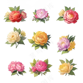 红色黄色粉色玫瑰花免抠素材126