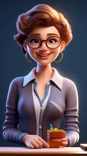 3D卡通人物教师女士4