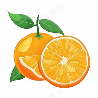 橘子橙子水果卡通插画免抠