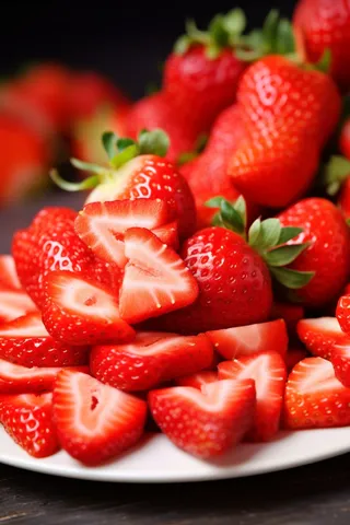 草莓切片水果摄影图