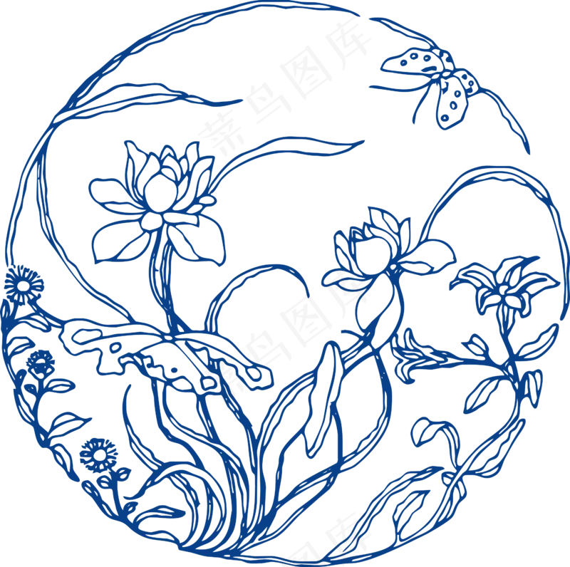 古代青花瓷图案花纹中国风图案祥云纹理传统图腾PNG免扣素材