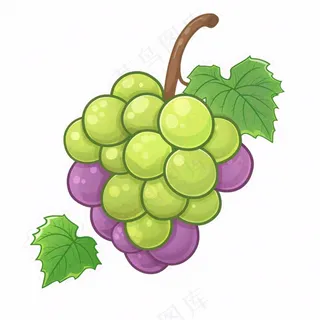 葡萄蜻蜓水果卡通插画免抠