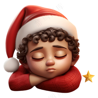免抠戴圣诞帽的小男孩