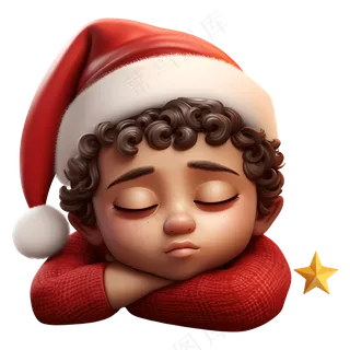 免抠戴圣诞帽的小男孩