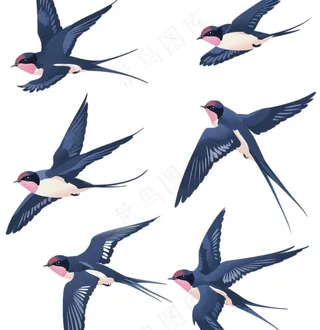 大雁燕子春天鸟元素卡通插画免抠