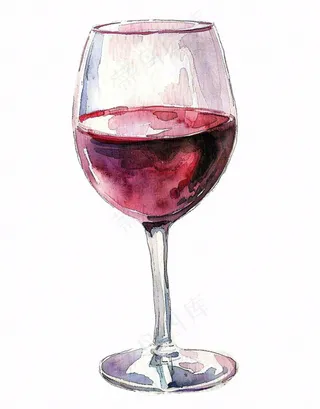 红酒杯高脚杯水彩画插画免抠