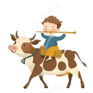 牧童人清明春分插画免抠