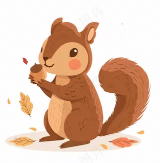 松树抱着松子动物卡通插画免抠