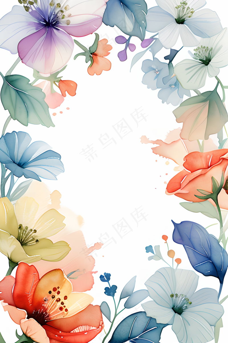 彩色水彩花卉边框3 贺卡便笺