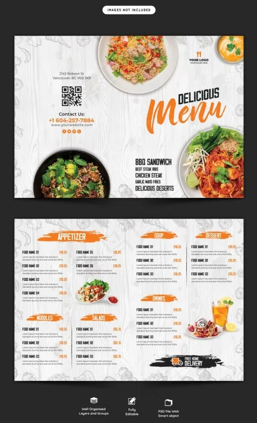 精致菜单格式商务简约大气橙色饭店用psd模版下载