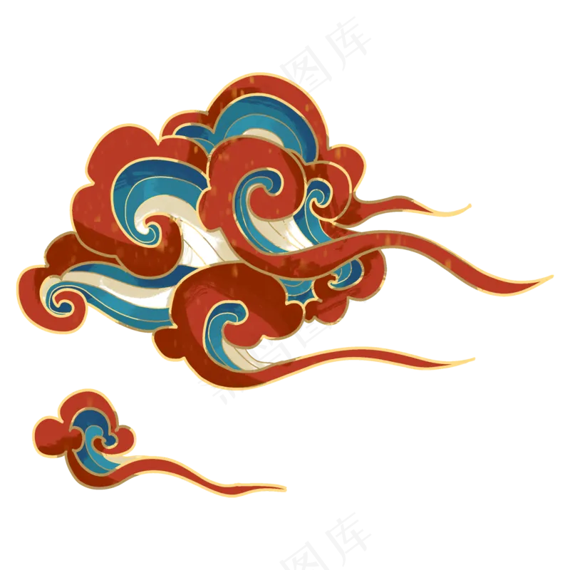 国潮敦煌云纹祥云插画免扣素材 (85)