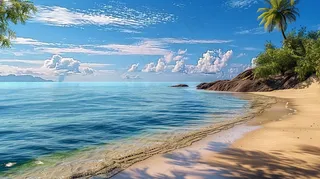 海边沙滩礁石大自然风光摄影图