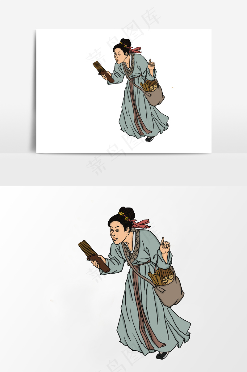 插画丨国风人物丨赶考者001丨PPT插图