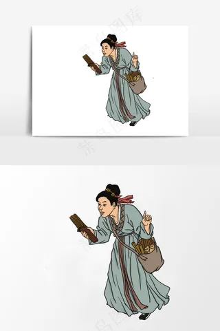 插画丨国风人物丨赶考者001丨PPT插图