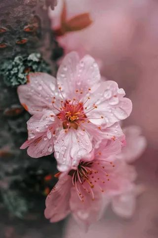 春日桃花粉色花朵摄影图