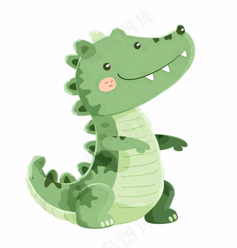 绿色鳄鱼可爱动物卡通插画免抠(1024x1072)