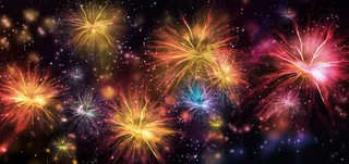 烟花五颜六色的烟花庆典新年节日暮色的天空背景摄影图