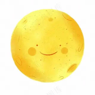 月亮月球天气卡通插画免抠