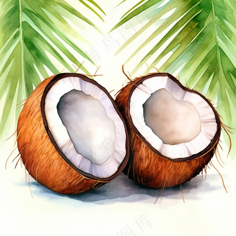 夏日椰子清凉插画素材(3072x3072)