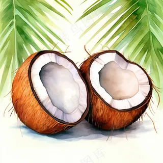 夏日椰子清凉插画素材