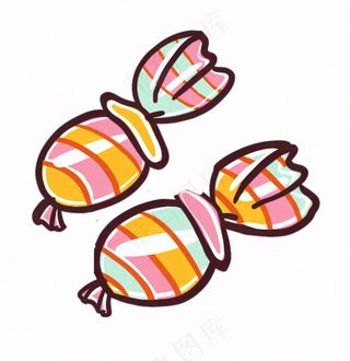 糖果甜彩色卡通插画免抠