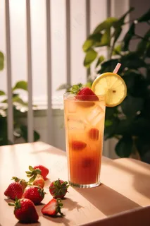 夏日草莓果茶奶茶水果茶摄影图