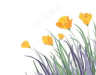春天花丛草丛卡通插画免抠
