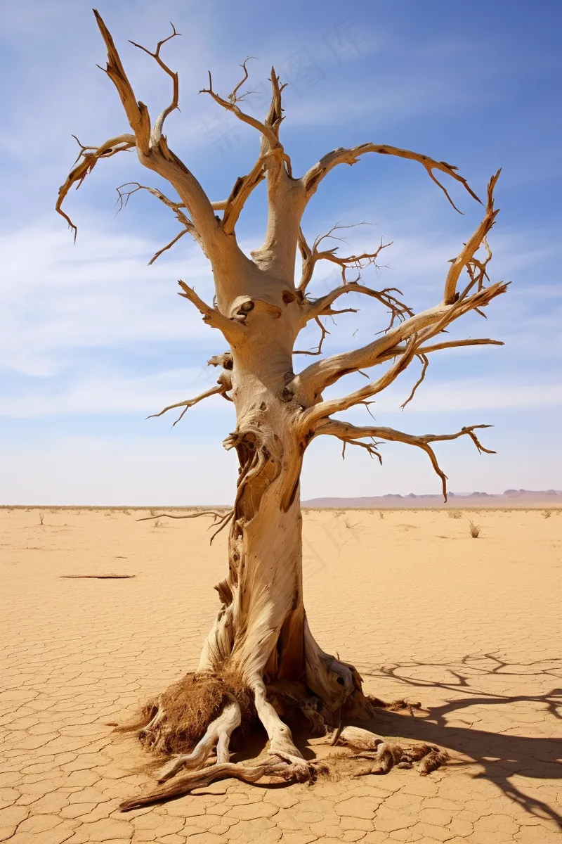干旱干枯树木缺水干裂土地摄影图(2688x4032)