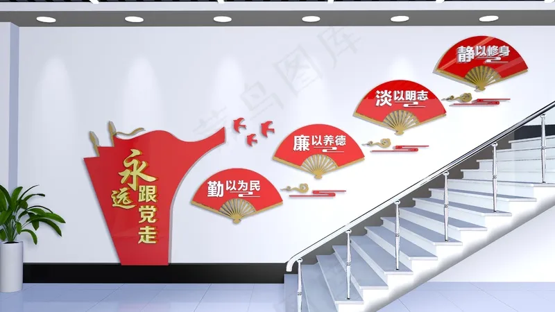 楼梯党建文化墙cdr矢量模版下载